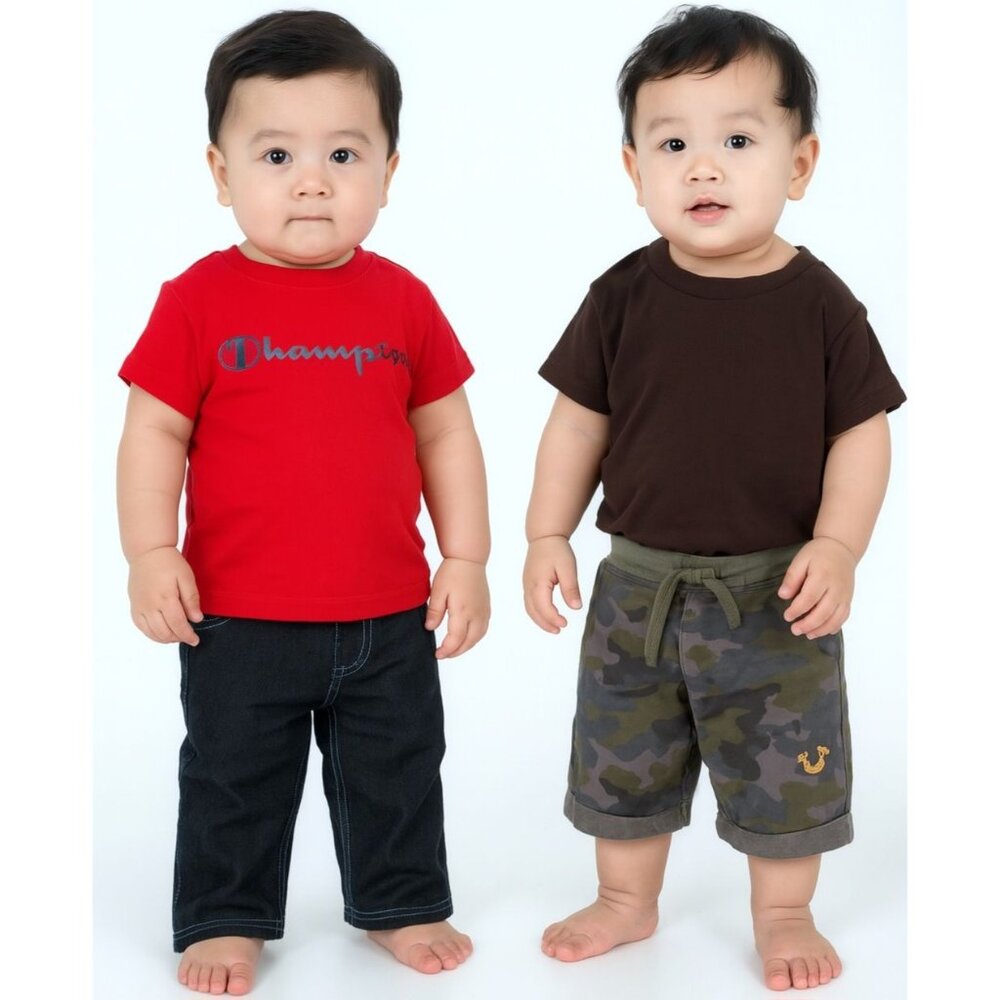 12 Months Coogi Jeans Denim Pants True Religion Sweat Shorts Champion T SHIRT